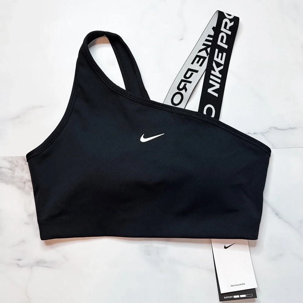 NWT Nike Pro Asymmetrical Padded Sports Bra - Picture 3 of 5